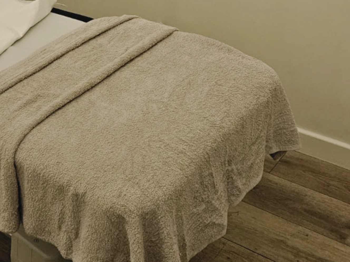 Treatment bed prepared with towels